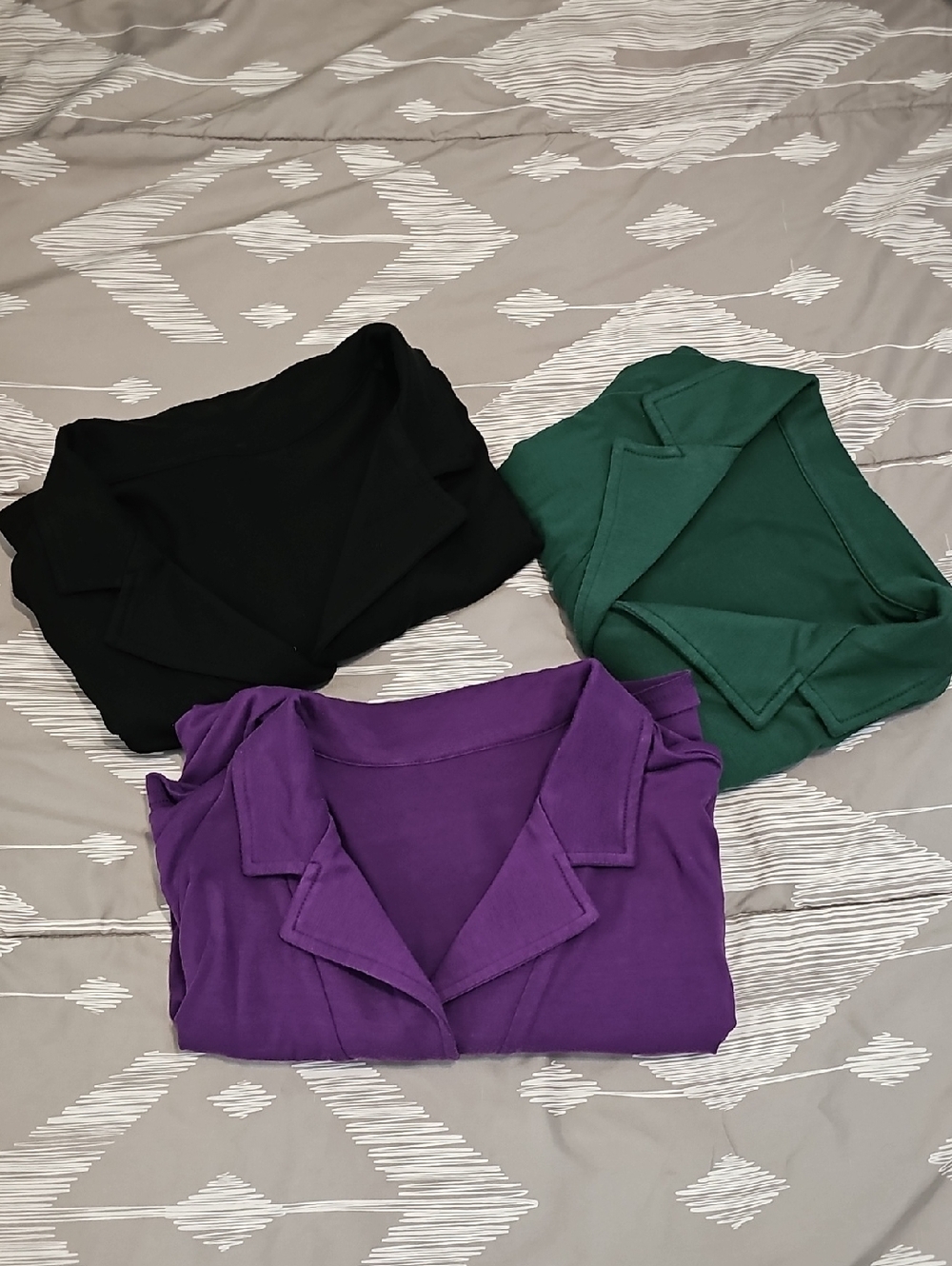 Bundle Of 3 Polos - Dark Green, Black Purple Short Sleeve